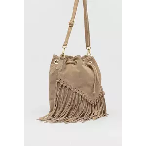 Answear.LAB geanta de mana din piele intoarsa culoarea bej imagine