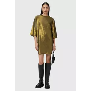 AllSaints rochie OPAL LOGO DRESS culoarea argintiu, mini, oversize, W185DB imagine