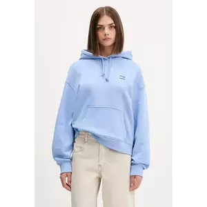 Tommy Jeans hanorac de bumbac culoarea bej, cu glugă, cu imprimeu, DW0DW19414 imagine