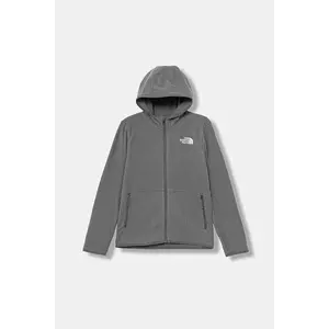 The North Face bluză copii TEEN GLACIER FZ HOODIE culoarea gri, cu glugă, uni, NF0A8CVFCQI1 imagine