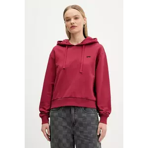 Vans hanorac de bumbac culoarea roșu, cu glugă, uni, VN000P5PBRD1 imagine