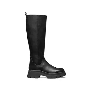 Geox cizme de piele D PLUETTE culoarea negru, cu toc plat, D565ME 05446 C9999 imagine