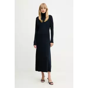 BOSS rochie din lână culoarea bleumarin, maxi, evazați, 50548520 imagine