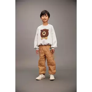 Mini Rodini pantaloni de trening pentru copii culoarea bej, cu imprimeu, 25710101 imagine