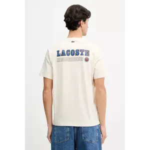 Lacoste tricou din bumbac culoarea bej, cu imprimeu, TH5903 imagine