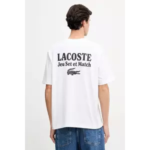 Lacoste tricou din bumbac culoarea alb, cu imprimeu, TH5950 imagine