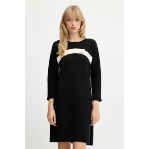 Luisa Spagnoli rochie din lână culoarea negru, mini, drept, 100057 imagine