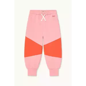 Tinycottons pantaloni de bumbac pentru copii TINY COLOR BLOCK SWEATPANT culoarea roz, uni, AW25-275 imagine