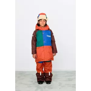 Tinycottons pantaloni de schi pentru copii COLOR BLOCK SNOW PANT culoarea portocaliu, AW25-047 imagine