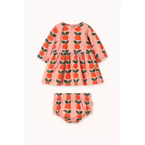Tinycottons rochie bebe APPLES BABY SET culoarea roz, mini, evazați, AW25-385 imagine