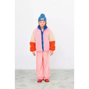 Tinycottons geacă copii COLOR BLOCK POLAR SHERPA JACKET culoarea bleumarin, AW25-360 imagine