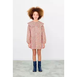 Tinycottons rochie din bumbac pentru copii CHERRIES WOVEN DRESS culoarea roz, mini, drept, AW25-474 imagine