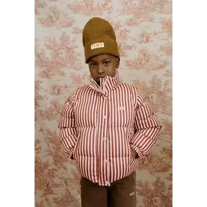 Tinycottons geacă de bumbac pentru copii STRIPES SHORT PADDED JACKET culoarea roz, AW25-484 imagine