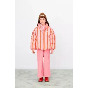 Tinycottons geacă copii RETRO STRIPES SHORT PADDED JACKET culoarea roz, AW25-147 imagine