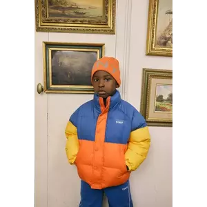 Tinycottons geacă copii COLOR BLOCK SHORT PADDED JACKET culoarea portocaliu, AW25-142 imagine