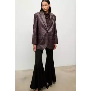 Answear.LAB sacou de piele culoarea bordo, un singur rand de nasturi, neted imagine