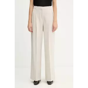 BOSS pantaloni din lână culoarea alb, drept, high waist, 50548280 imagine