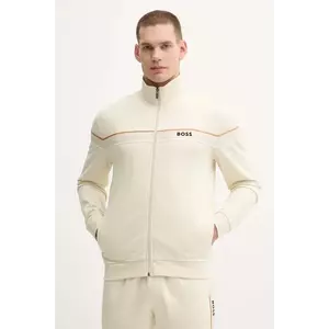 BOSS hanorac de bumbac culoarea bej, cu imprimeu, 50550612 imagine