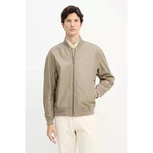 BOSS Orange geacă bomber de piele culoarea bej, de tranzitie, 50547545 imagine