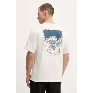 The North Face tricou din bumbac Powder Days culoarea bej, cu imprimeu, NF0A8E4DQLI1 imagine