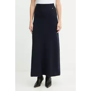 BOSS Orange fustă din amestec de lână culoarea bleumarin, maxi, evazați, 50548955 imagine