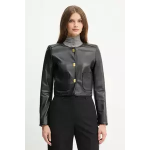 Elisabetta Franchi geacă de piele culoarea negru, de tranziție, GD52Z56E2 imagine