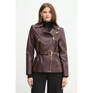 Elisabetta Franchi geacă ramones de piele culoarea bordo, GD50Z56E2 imagine