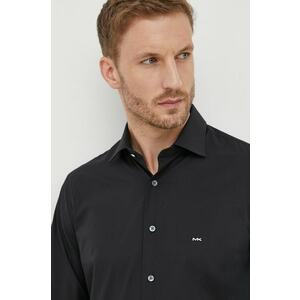 Michael Kors camasa barbati, culoarea negru, cu guler italian, slim imagine