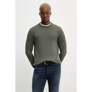 Tommy Jeans pulover de bumbac culoarea verde, light, DM0DM21787 imagine