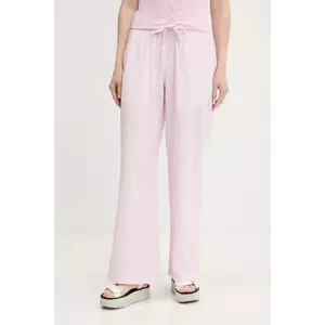 Hollister Co. pantaloni de bumbac culoarea roz, drept, high waist, KI356-5063 imagine