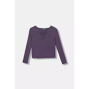 United Colors of Benetton longsleeve copii culoarea violet, 3KIEC10Q9 imagine