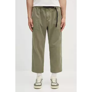 Gramicci pantaloni de bumbac Loose Tapered Pant culoarea verde, lat, medium waist imagine