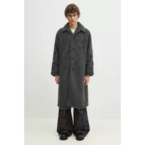 MKI MIYUKI ZOKU palton Faux Alpaca Car Coat culoarea gri, FAUX.ALPACA.CAR.COAT.CH imagine