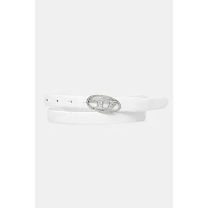 Diesel curea de piele OVAL D LOGO B-1DR STRASS 20 culoarea alb, X09972.P6364 imagine