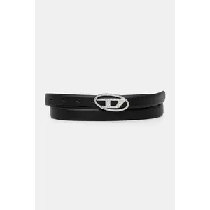 Diesel curea de piele OVAL D LOGO B-1DR STRASS 20 culoarea negru, X09972.P6364 imagine