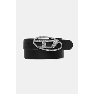 Diesel curea de piele OVAL D LOGO B-1DR STRASS culoarea negru, X09611.P6364 imagine