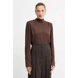 Rotate bluză culoarea maro, uni, 1146432910 imagine