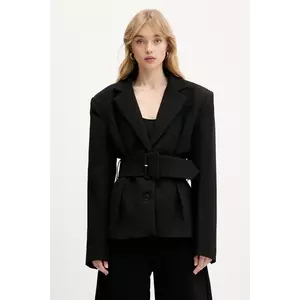 Rotate sacou culoarea negru, un singur rând de nasturi, uni, 114825100 imagine