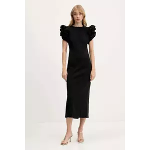 Rotate rochie culoarea negru, maxi, mulată, 114668100 imagine