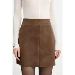 Marella fustă din piele întoarsă culoarea maro, mini, evazați, 2523406011200 imagine