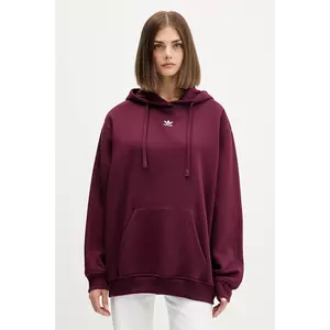 adidas Originals bluză Os Hoodie Fl culoarea bordo, cu glugă, uni, KW1900 imagine