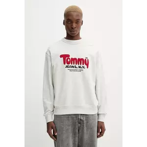 Tommy Jeans hanorac de bumbac culoarea gri, cu imprimeu, DM0DM22087 imagine