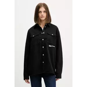 Karl Lagerfeld Jeans cămașă jeans culoarea negru, cu guler clasic, relaxed, A4W11033 imagine