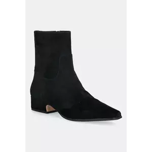 Nokwol cizme din piele întoarsă Dusty Black Suede culoarea negru, cu toc drept, Dusty Black Suede imagine