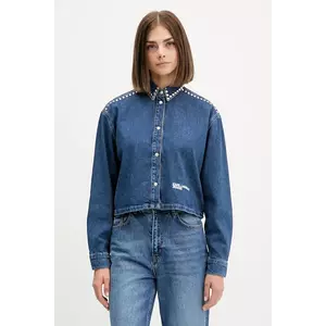 Karl Lagerfeld Jeans cămașă jeans culoarea bleumarin, cu guler clasic, relaxed, A4W11002 imagine