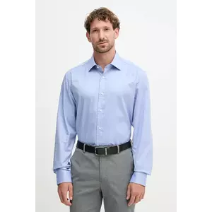 BOSS cămașă din bumbac BECKHAM X BOSS culoarea bleumarin, cu guler italian, regular, 50554813 imagine