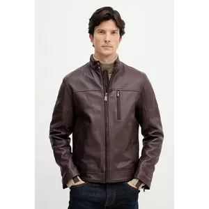 Trussardi geacă de piele culoarea maro, de tranzitie, R301M000004N imagine