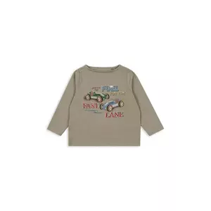 Konges Sløjd longsleeve din bumbac pentru copii DREY LS TEE GOTS culoarea verde, cu imprimeu, KS103783 imagine