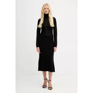 Elisabetta Franchi rochie cu lână culoarea negru, midi, evazati, AM30S57E2 imagine