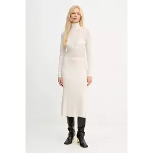 Elisabetta Franchi rochie cu lână culoarea bej, midi, evazati, AM30S57E2 imagine